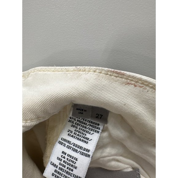 Helmut Lang Skinny Jeans Metallic Womens 27 Cream 5 Pockets Modal Cotton Blend - Picture 5 of 8